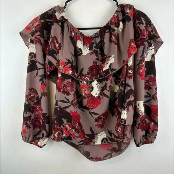 Aritzia Wilfred Morel Floral Off Shoulder Blouse Ss M - Picture 5 of 16